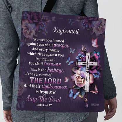 No Weapon Formed Against You Shall Prosper - Pretty Personalized Tote Bag HH175E