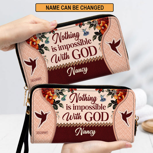 Nothing Is Impossible With God - Adorable Personalized Clutch Purse M04