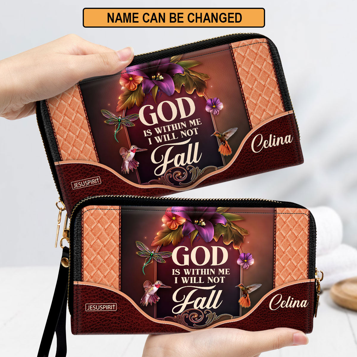 God Is Within Me, I Will Not Fall - Unique Personalized Clutch Purse M06