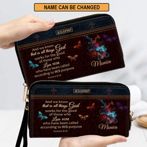 We Know That In All Things God Works - Unique Personalized Clutch Purse NUM431