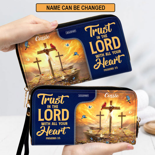 Unique Personalized Clutch Purse - Trust In The Lord With All Your Heart NUM500