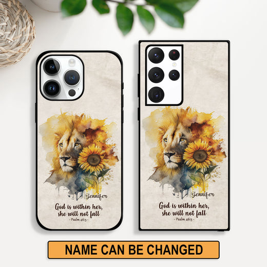 Jesuspirit | God Is Within Her, She Will Not Fall | Psalm 46:5 | Personalized Phone Case | Religious Gift For Worship Members PCHN02
