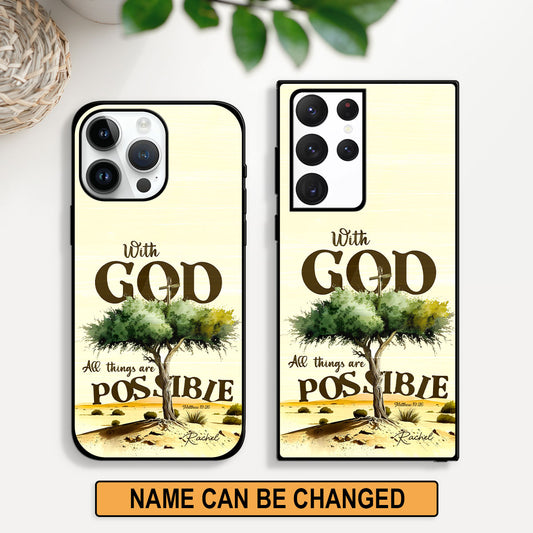 Jesuspirit | Matthew 19:26 | Personalized Phone Case | With God All Things Are Possible | Meaningful Gift For Bible Friends PCHN10