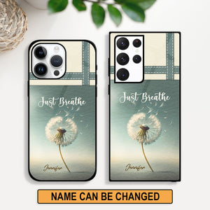 Jesuspirit | Just Breathe | Personalized Dandelion Phone Case | Gift For Spiritual Friends PCHN25