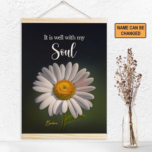 Jesuspirit | It Is Well With My Soul | Personalized Daisy Magnetic Canvas Frame | Religious Gift For Christian Friends MCFHN25