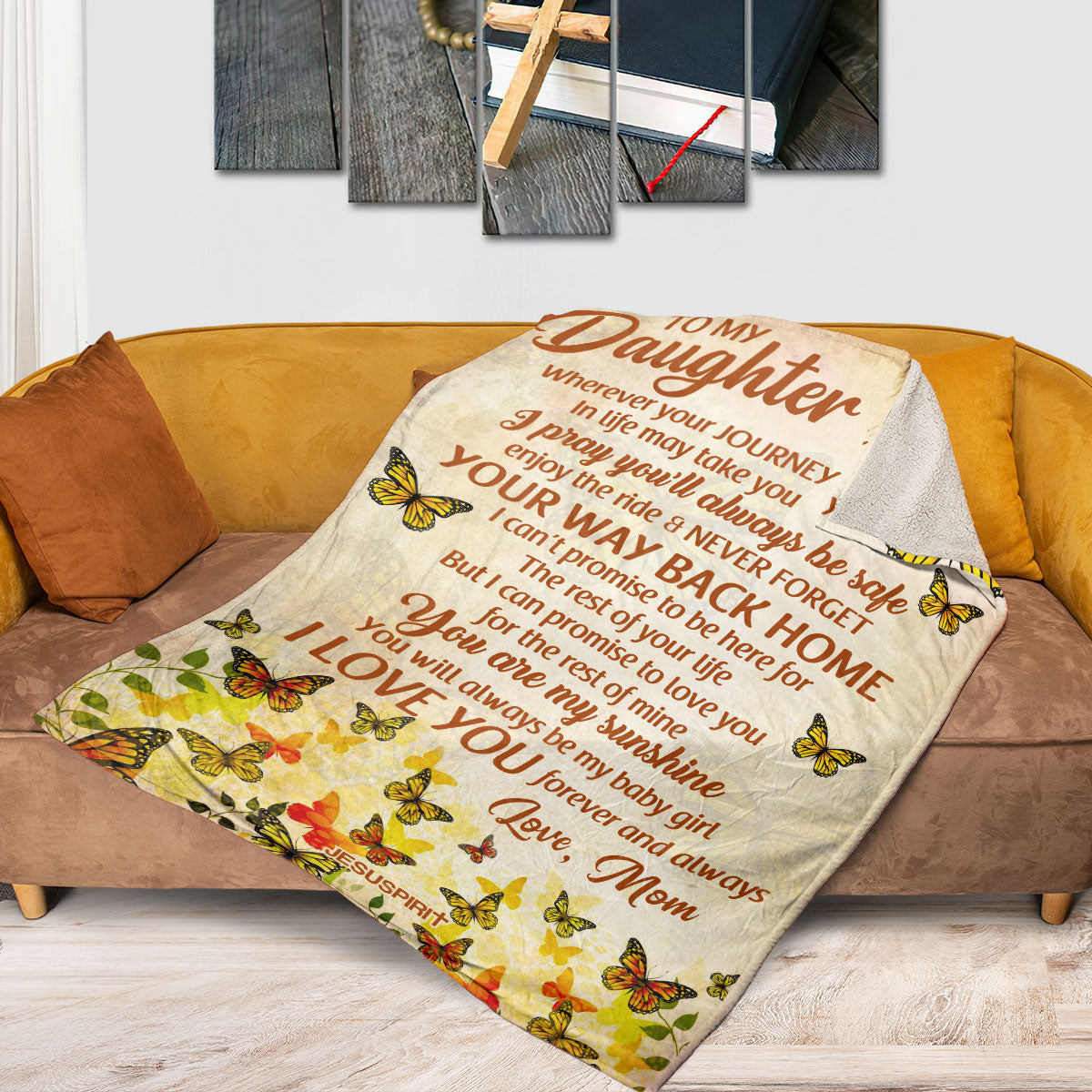 Jesuspirit | Thoughtful Gift For Daughter | Personalized Butterfly Fleece Blanket | You Will Always Be My Baby Girl FBHN614