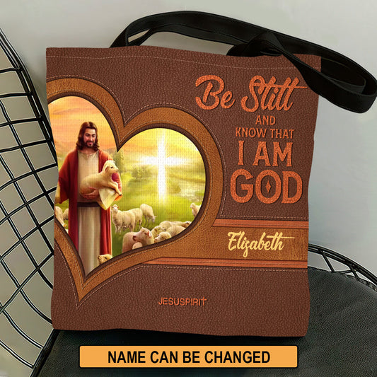 Jesuspirit | Religious Gifts For Christian Women | Psalm 46:10 | Be Still And Know That I Am God | Personalized Tote Bag TBH772