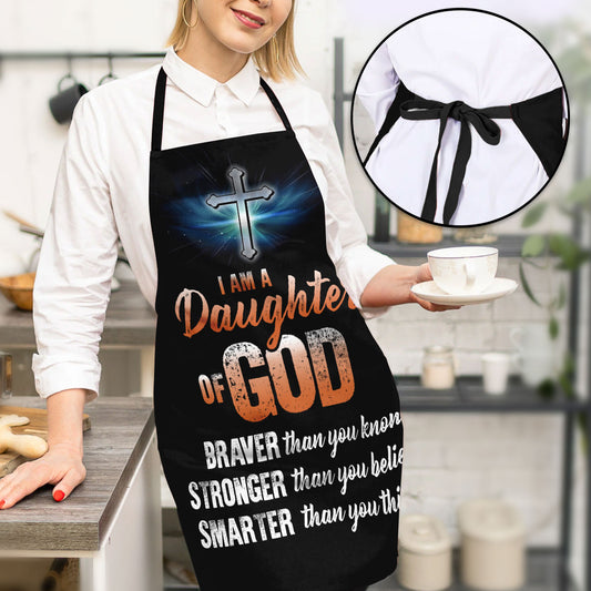 Jesuspiri | Apron With Neck Strap | Lion And Cross | I Am A Daughter Of God | Worship Gift For Christian Friends A30