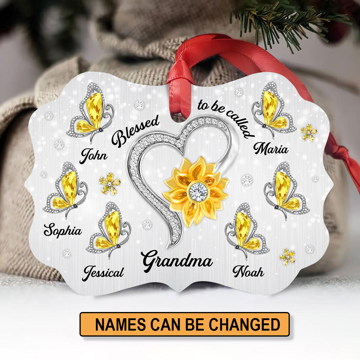 Personalized Gift For Grandchildren - Elegant Butterfly Aluminium Ornament HIHN166