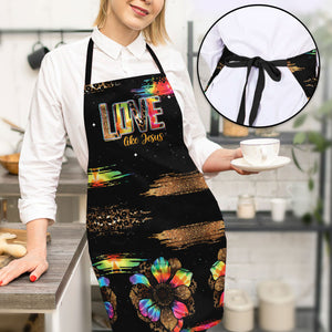 Jesuspirit | Love Like Jesus | Worship Gift For Christian People | Floral Apron With Tie Back Closure HN119