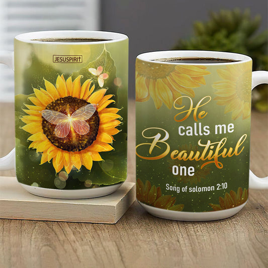 Must-Have White Ceramic Mug - He Calls Me Beautiful One AM231