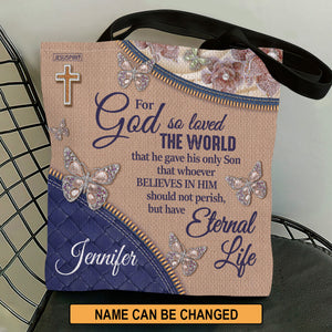 Meaningful Personalized Tote Bag - For God So Loved The World NUH285