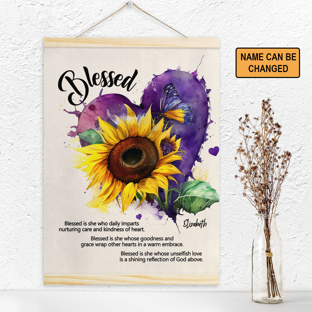Jesuspirit | Blessed Is She Whose Goodness And Grace Wrap Other Hearts In A Warm Embrace | Personalized Magnetic Canvas Frame | Spiritual Gift For Ladies MCFHN08