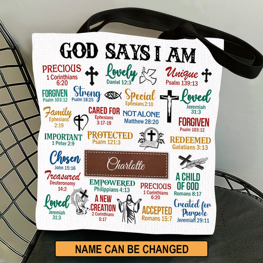 Jesuspirit | Christian Gifts For Religious Woman | What God Says About You | Meaningful Personalized Tote Bag TBH742