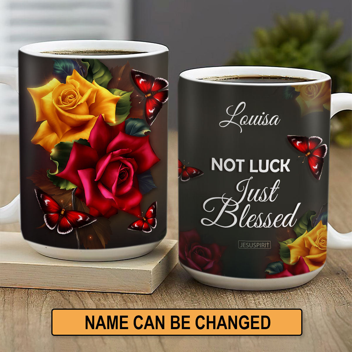 Awesome Personalized White Ceramic Mug - Not Luck, Just Blessed H08