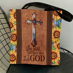 Be Still And Know That I Am God - Special Sunflower Cross Tote Bag NM135