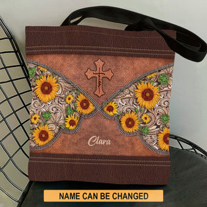 Pretty Personalized Sunflower Tote Bag NM148