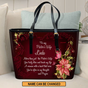 Jesuspirit | Flower And Butterfly | Special Gift For Pastor's Wife | Personalized Large Leather Tote Bag With Long Strap LLTBH715