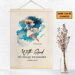 Matthew 19:26 | Jesuspirit Personalized Magnetic Canvas Frame | Inspirational Gift For Worship Leaders | With God All Things Are Possible MCFM08