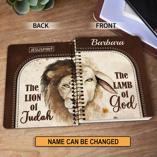 Lovely Personalized Spiral Journal - The Lion Of Judah The Lamb Of God HIHN319