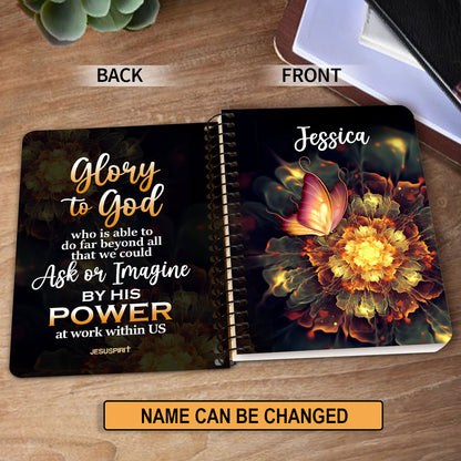 Jesuspirit | Ephesians 3:20 | Stunning Flower Personalized Spiral Journal | Glory To God | Spiritual Gifts For Christians SJH727