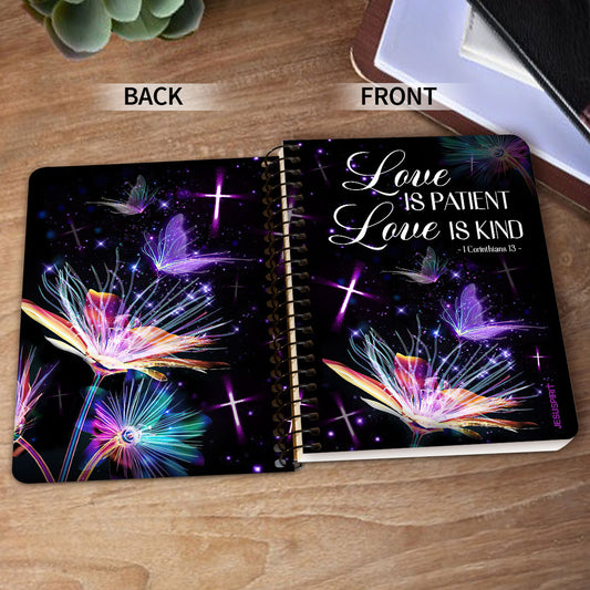 Jesuspirit Spiral Journal | Love Is Patient | 1 Corinthians 13 | Inspirational Gifts For Christians | Cross And Dandelion SJHN650