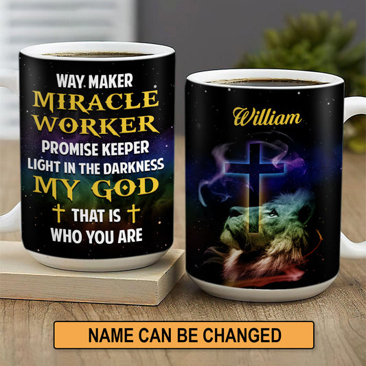 Way Maker And Miracle Worker - Special Personalized Lion White Ceramic Mug NUHN151A