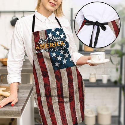 Jesuspirit | God Bless America | Inspirational Gift For Christians | Apron With Tie Back Closure HN115