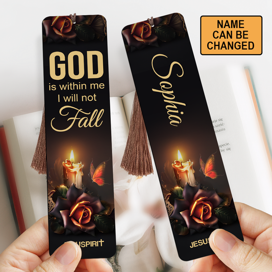 God Is Within Me, I Will Not Fall - Personalized Wooden Bookmarks BM25