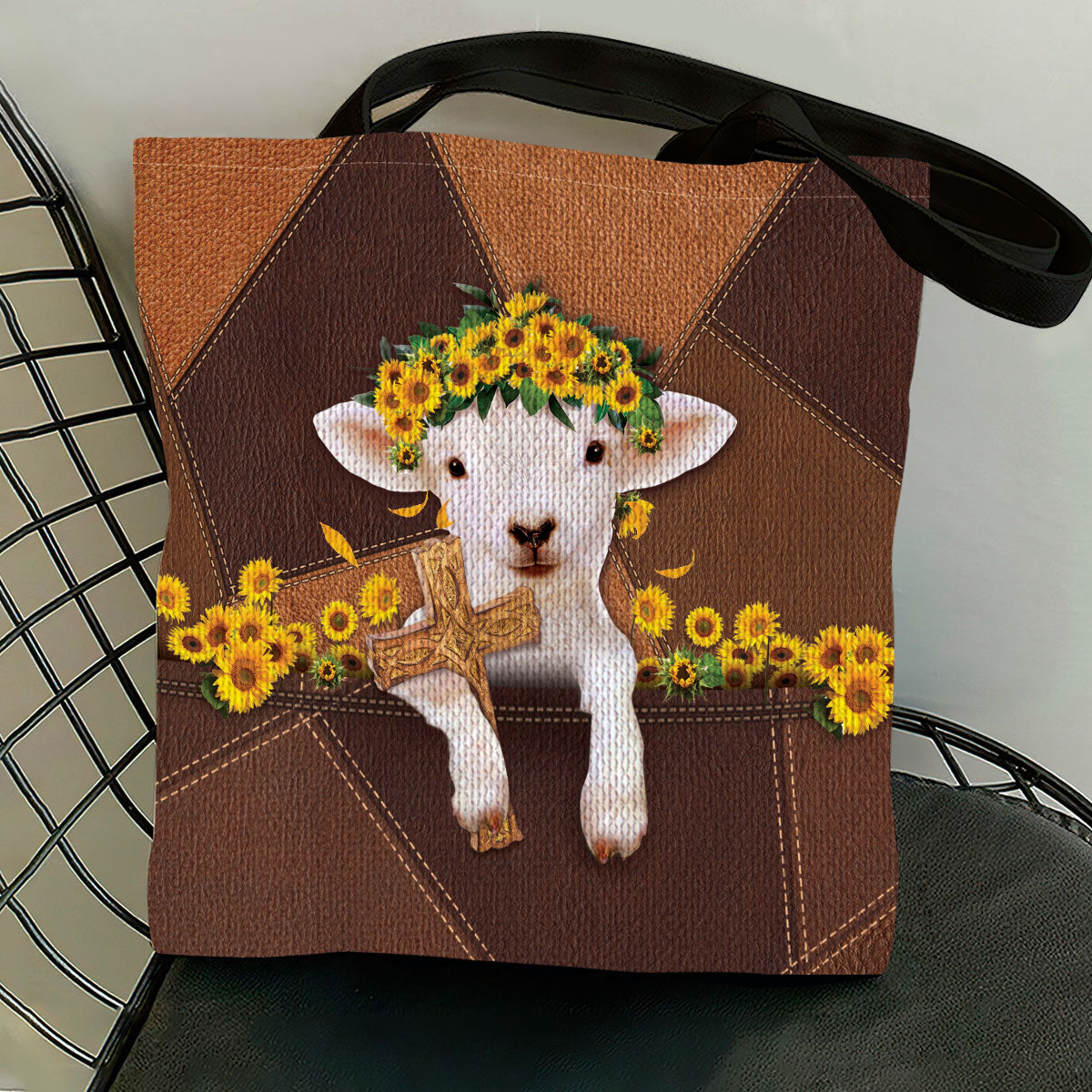 Cute Lamb And Cross Tote Bag NM140