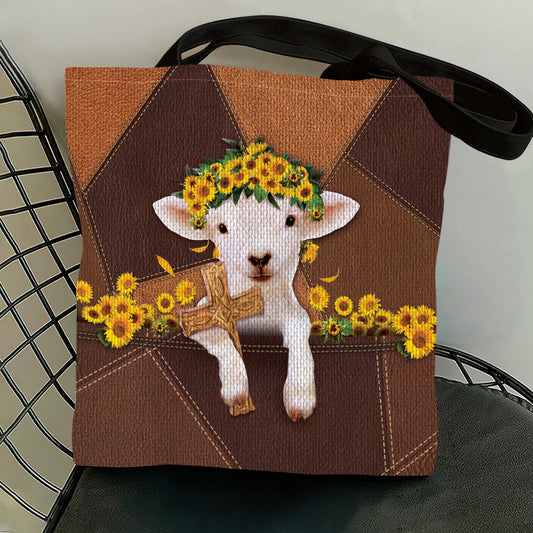 Cute Lamb And Cross Tote Bag NM140