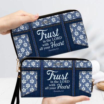 Jesuspirit | Clutch Purse With Wristlet Strap Handle | Proverbs 3:5 | Trust In The Lord With All Your Heart HN21