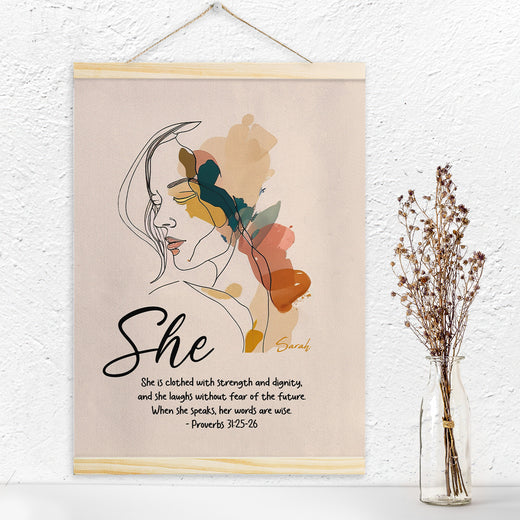 Proverbs 31:25-26 | Jesuspirit Personalized Magnetic Canvas Frame | Gift For Religious Friends | When She Speaks, Her Words Are Wise MCFHN26