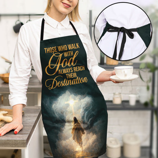 Jesuspirit | Those Who Walk With God Always Reach Their Destination | Jesus & Cross | Apron With Neck Strap AHM06