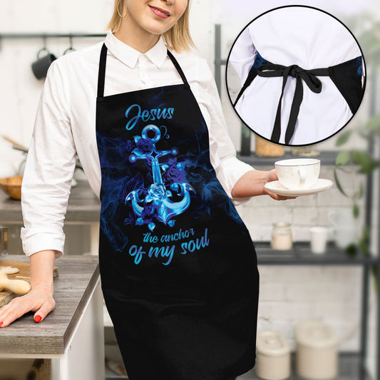 Jesuspirit Apron With Adjustable Neck Strap | Useful Gift For Christians | Jesus The Anchor Of My Soul | Cross And Rose HN160