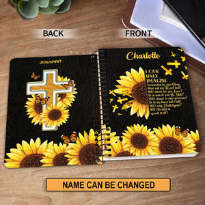 Jesuspirit Personalized Spiral Journal | I Can Only Imagine | Sunflower And Cross | Useful Gift For Church Members SJHN153