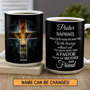 Jesuspirit | Pastor, May God Daily Fill Your Life | Lion And Cross | Thoughtful Gift For Pastor | Personalized Ceramic Mug CCMH714