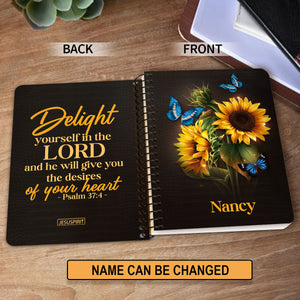 Lovely Personalized Spiral Journal - Delight Yourself In The Lord NUH437
