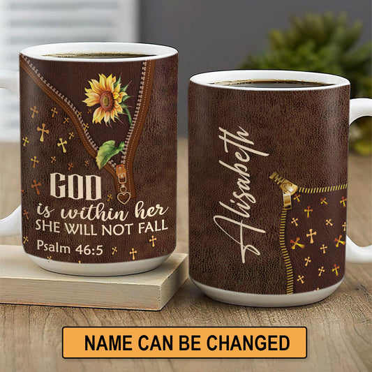 Special Personalized Sunflower White Ceramic Mug - God Is Within Her NM141A