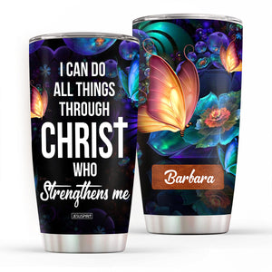 Personalized Stainless Steel Tumbler 20oz - I Can Do All Things Through Christ NUH275