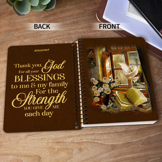 Jesuspirit Spiral Journal | Thank You God For All Your Blessings To Me And My Family | Christian Gifts For Friends SJHN656