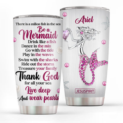 Elegant Personalized Stainless Steel Tumbler 20oz - Thank God For All Your Sea HIHN294