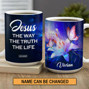 Adorable Personalized White Ceramic Mug - Jesus The Way The Truth The Life H13