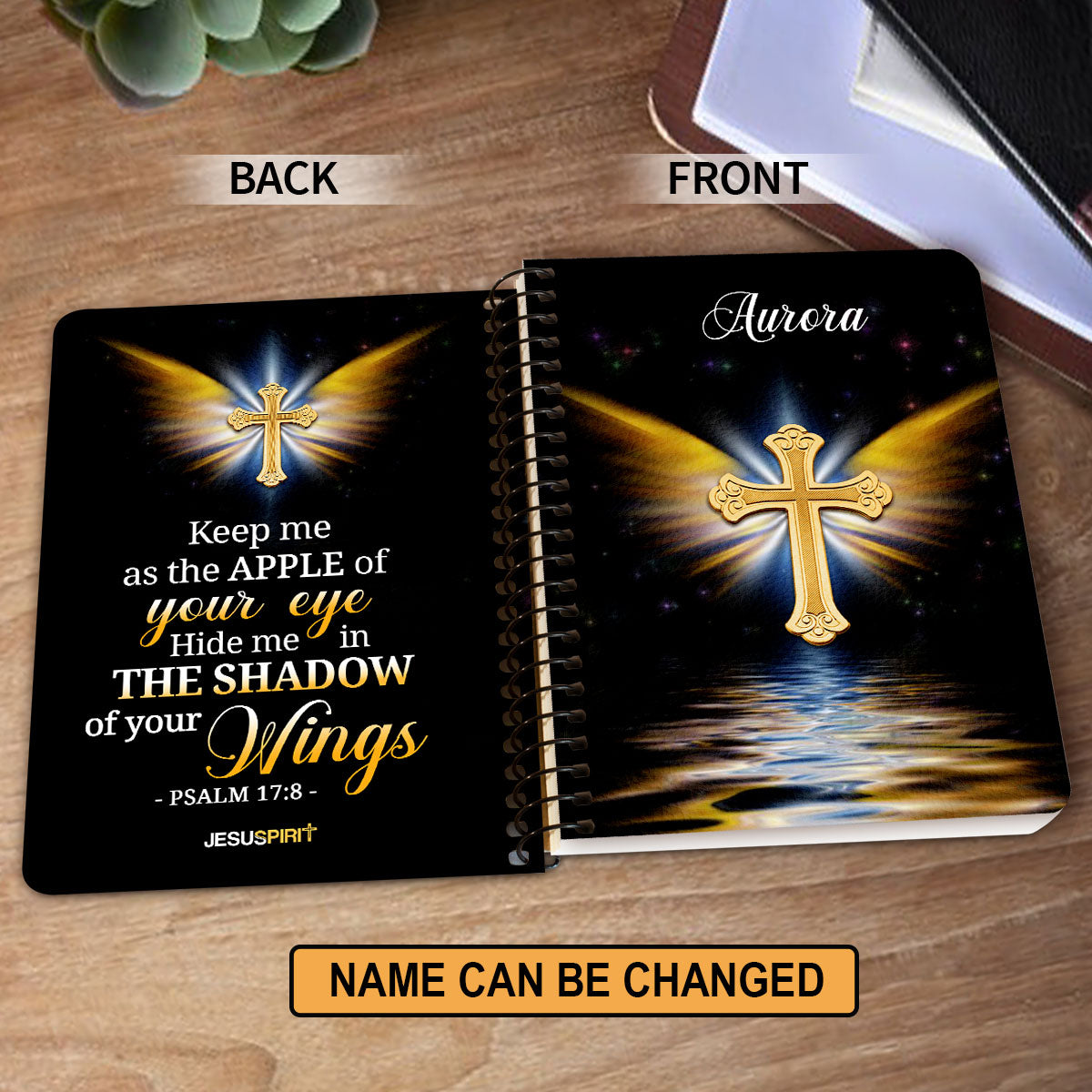 Jesuspirit | Psalm 17:8 | Personalized Spiral Journal | Hide Me In The Shadow Of Your Wings | Spiritual Gifts For Christian People SJH779