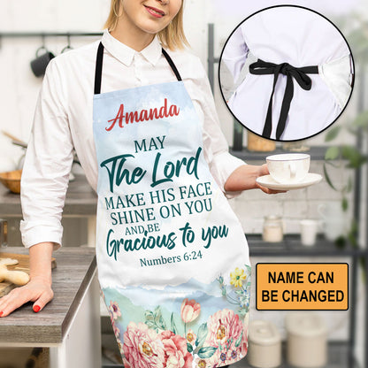 Jesuspirit | May The Lord Make His Face Shine On You | Numbers 6:24 | Personalized Flower Apron With Neck Strap APRM653