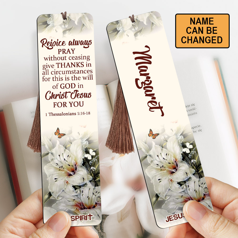 Personalized Wooden Bookmarks - Rejoice Always, Pray Without Ceasing BM40