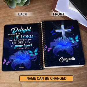 Jesuspirit | Delight Yourself In The Lord | Psalm 37:4 | Personalized Lily Spiral Journal H39