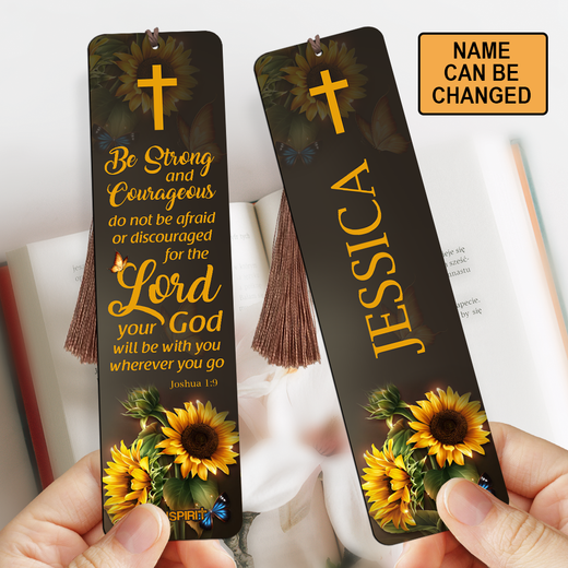 Meaningful Personalized Wooden Bookmarks - Be Strong And Courageous HN30