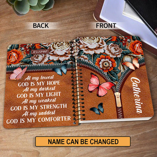 Special Personalized Butterfly Spiral Journal - At My Darkest God Is My Light AM282