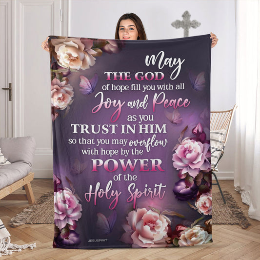 Jesuspirit | Flower And Butterfly | Fleece Blanket | God Of Hope Fill You With All Joy And Peace | Romans 15:13 FBH622